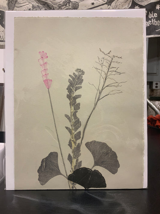 Flowers and ginco leaf